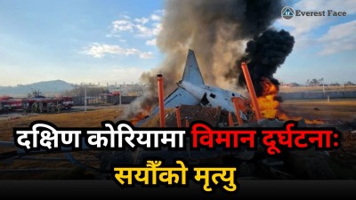 काेरियामा विमान दूर्घटनाः सयाैँकाे मृत्यु