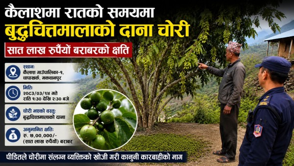 कैलाशमा ७ लाख रुपैयाँ बराबरको बुद्धचित्तमालाको दाना चोरी